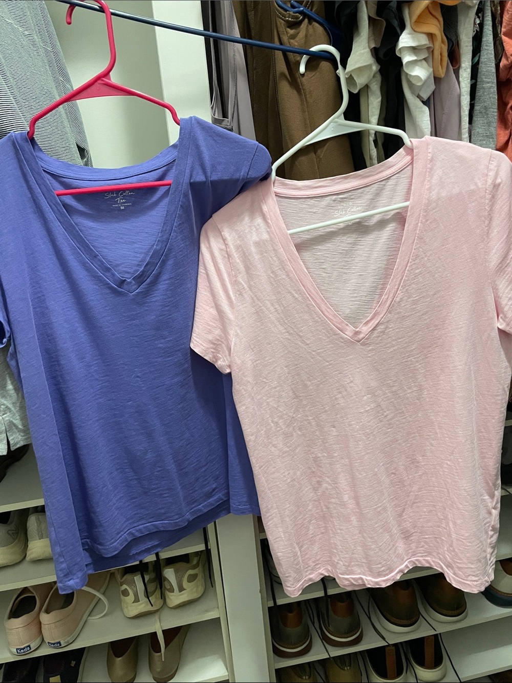 J. Crew Lavender and Light Pink V-Neck Short Sleeve Tees set of 2